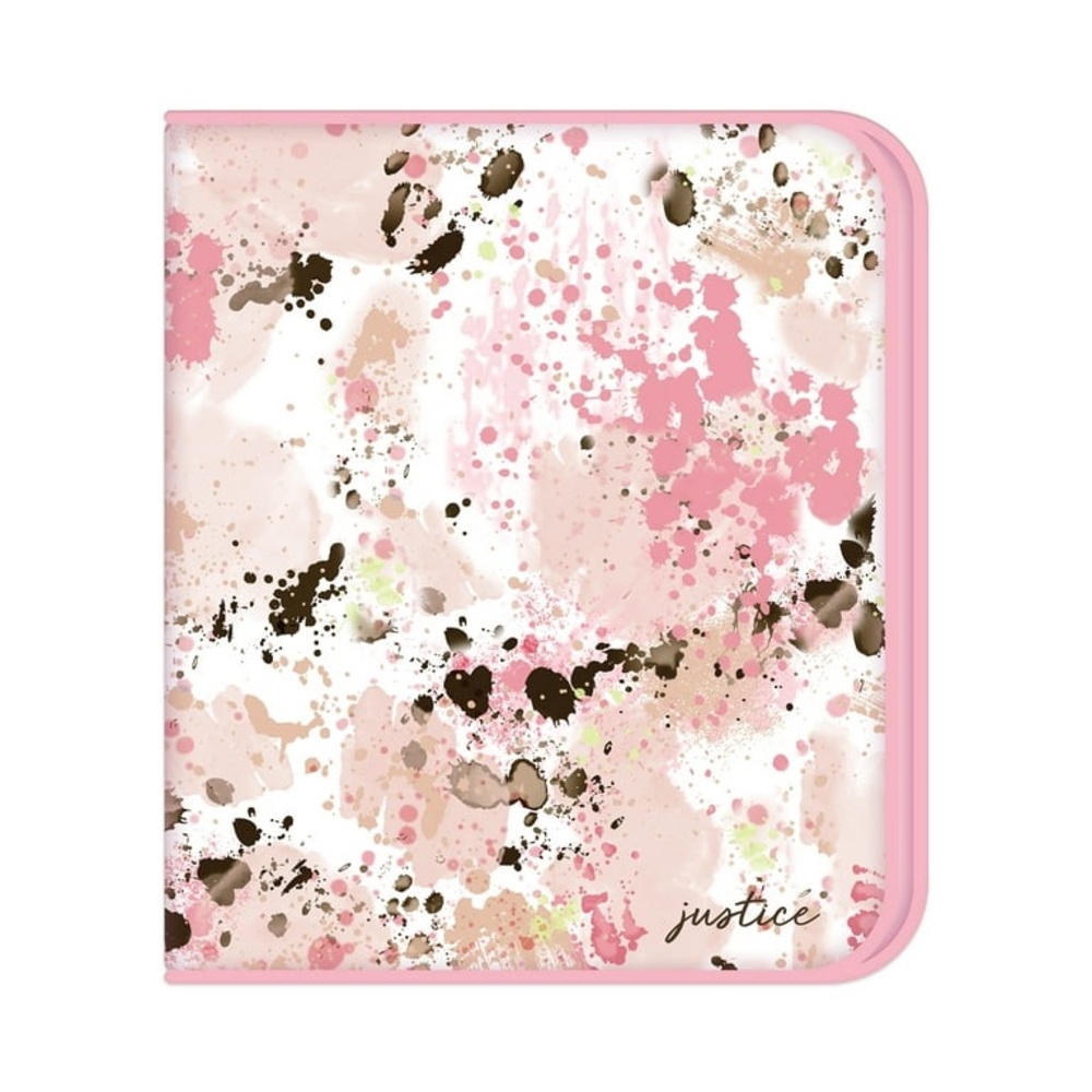 Justice Pink Foil Splatter-Paint 3-Ring, 2" Binder with Zipper